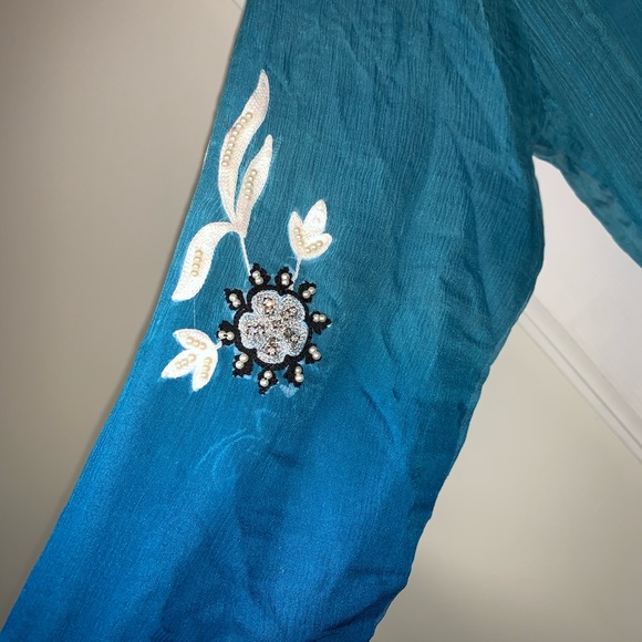 Blue ombré Pakistani Maxi dress frock EUC - Picture 7 of 8